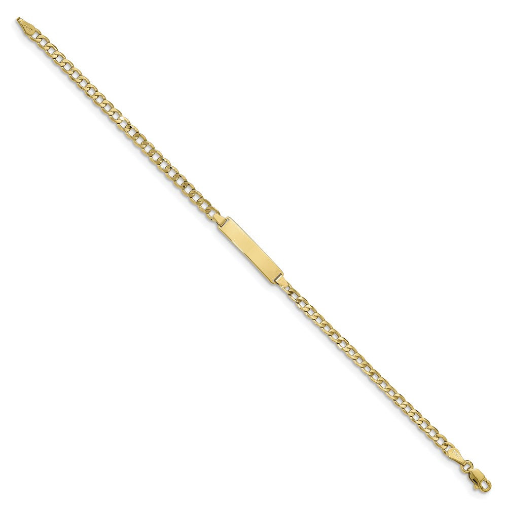 10k Polished Semi-Solid Chain/Solid Plate Cuban Link 20x Plate ID Bracelet