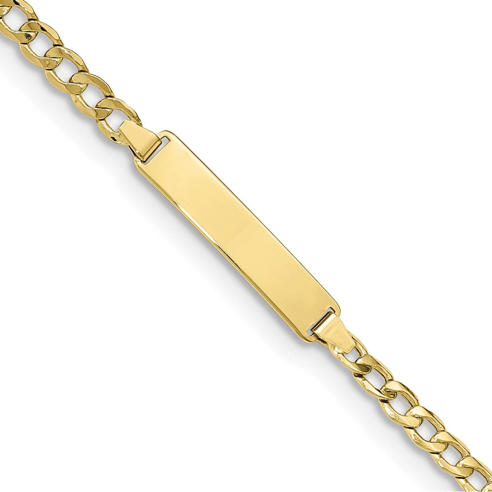 10k Polished Semi-Solid Chain/Solid Plate Cuban Link 20x Plate ID Bracelet