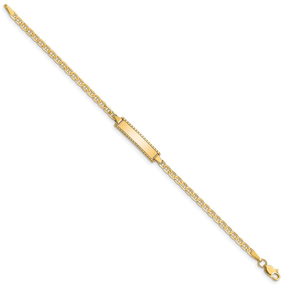 10k Polished Solid Chain/Solid Plate Anchor Link 18.5x Plate ID Bracelet