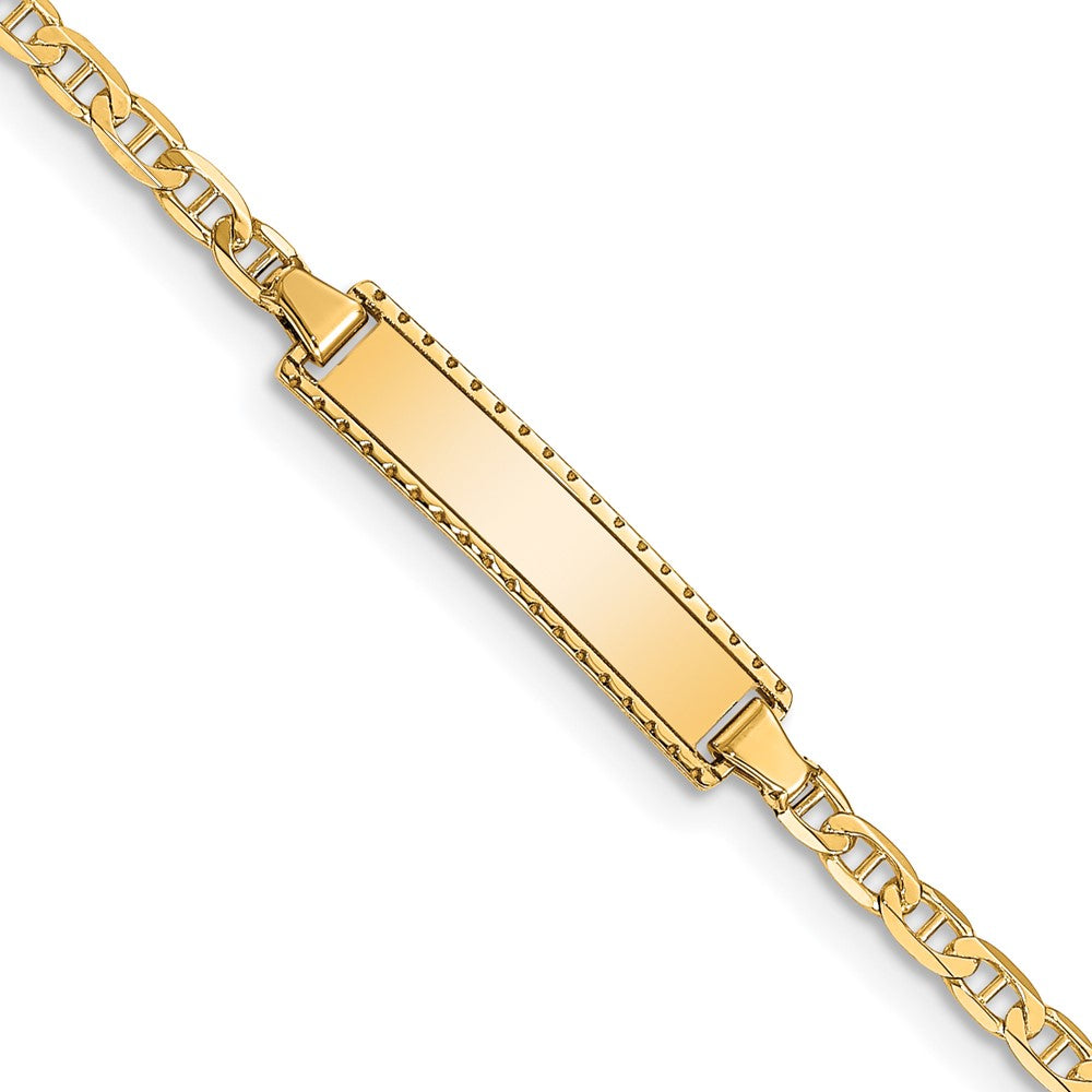 10k Polished Solid Chain/Solid Plate Anchor Link 18.5x Plate ID Bracelet