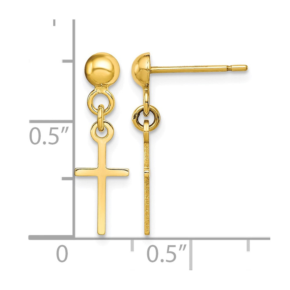 10k Polished Cross Dangle Post Earrings