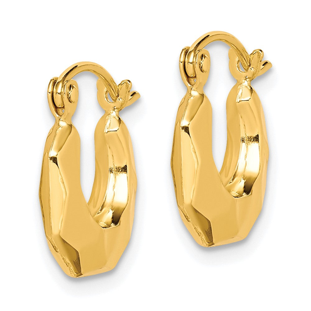 10k Fancy Small Hoop Earrings