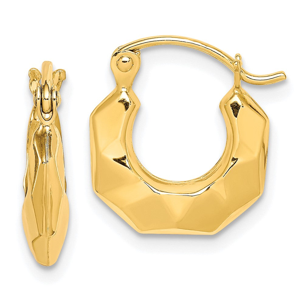 10k Fancy Small Hoop Earrings