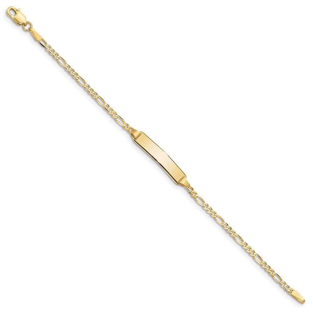 10k Solid Chain/Solid Plate Figaro Link 19.5x Plate ID Bracelet