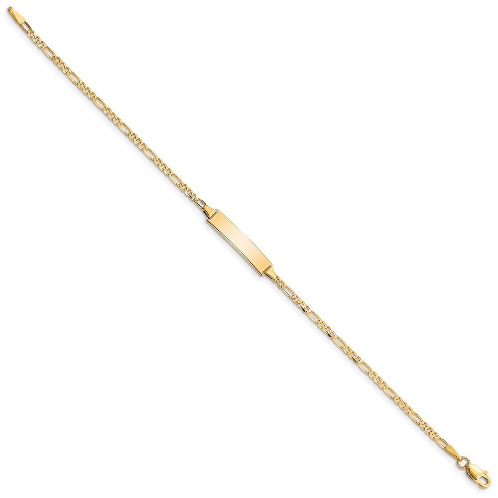 10k Polished Solid Chain/Solid Plate Figaro Link 20x Plate ID Bracelet