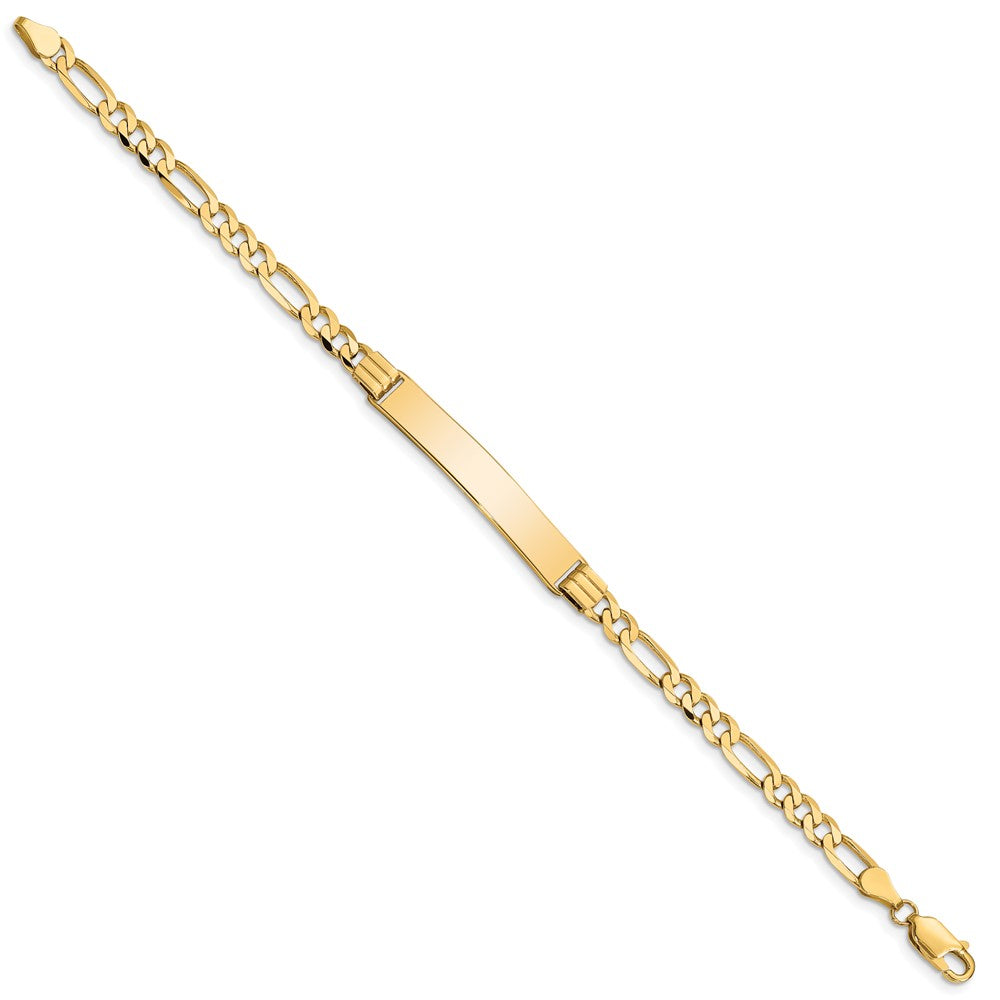 10k Polished Solid Chain/Solid Plate Figaro Link 33x Plate ID Bracelet