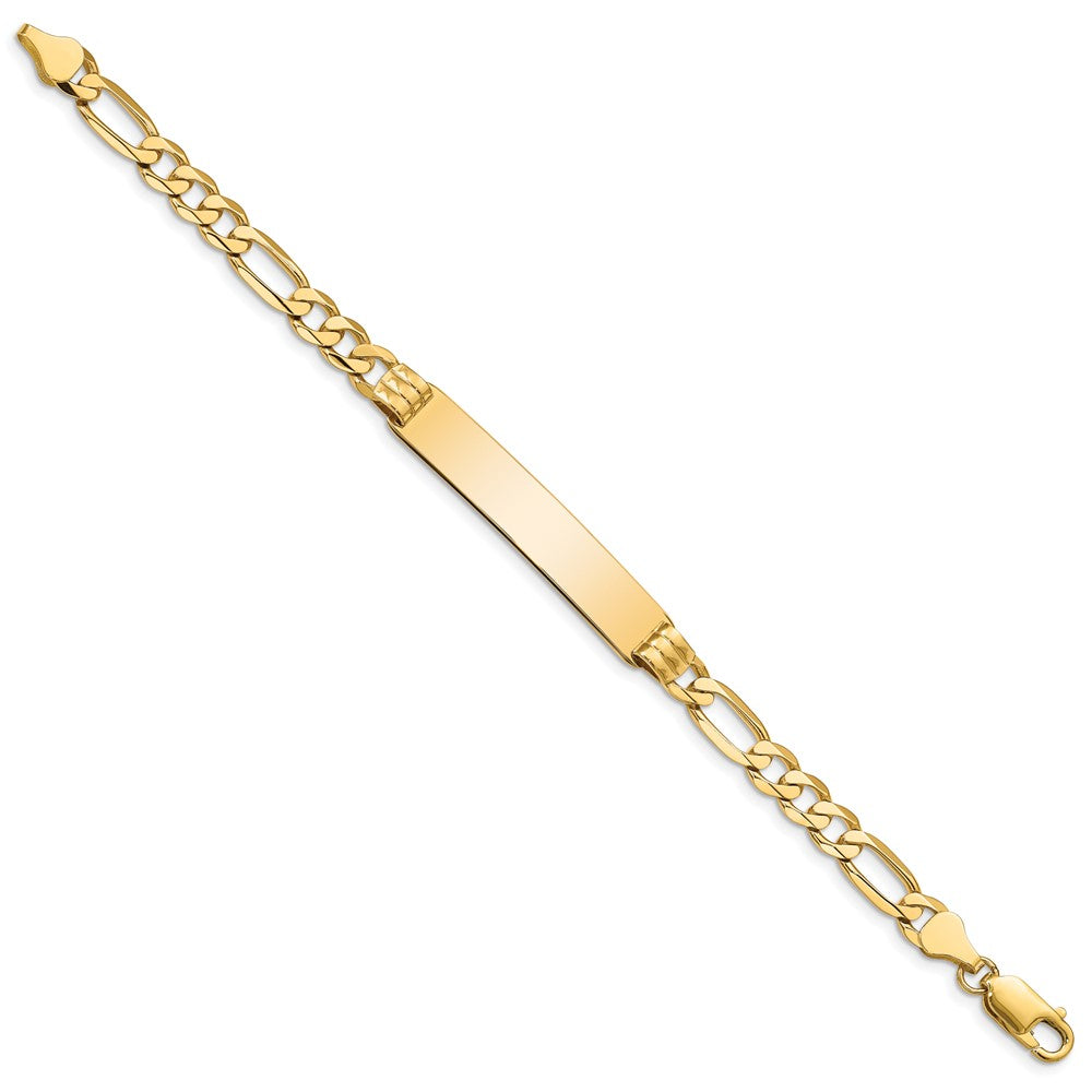 10k Polished Solid Chain/Solid Plate Figaro Link 39x Plate ID Bracelet