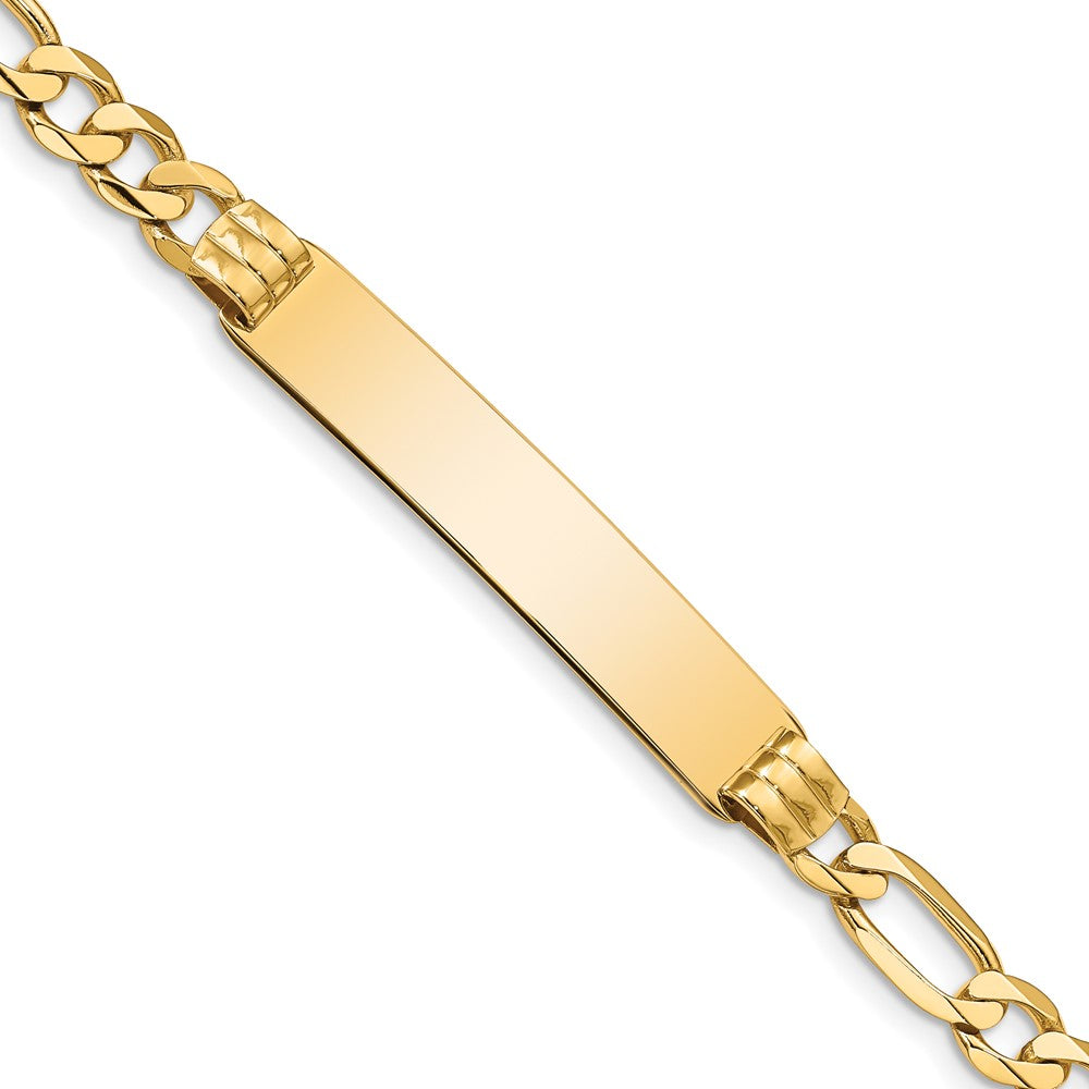10k Polished Solid Chain/Solid Plate Figaro Link 39x Plate ID Bracelet
