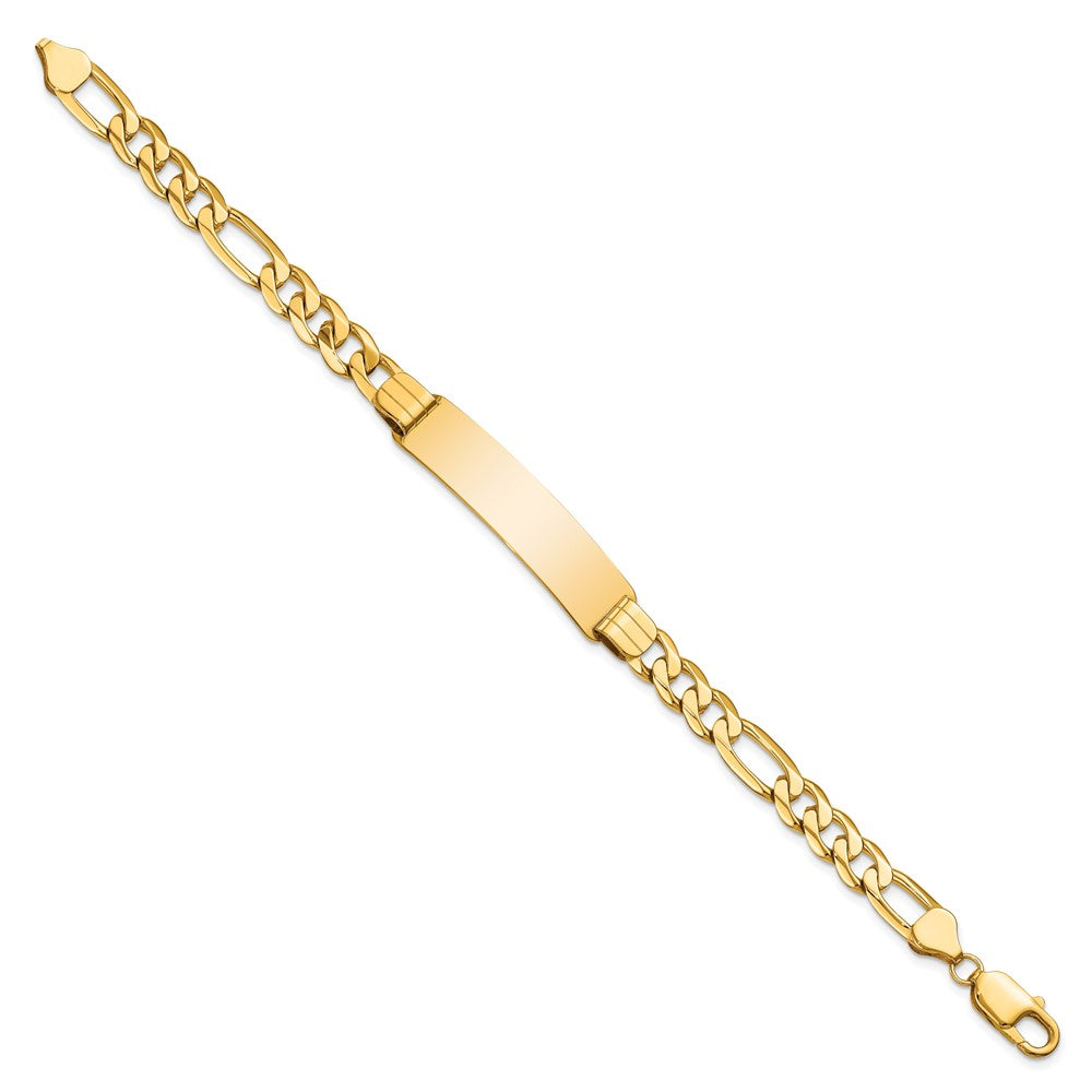 10k Polished Solid Chain/Solid Plate Figaro Link 37x Plate ID Bracelet