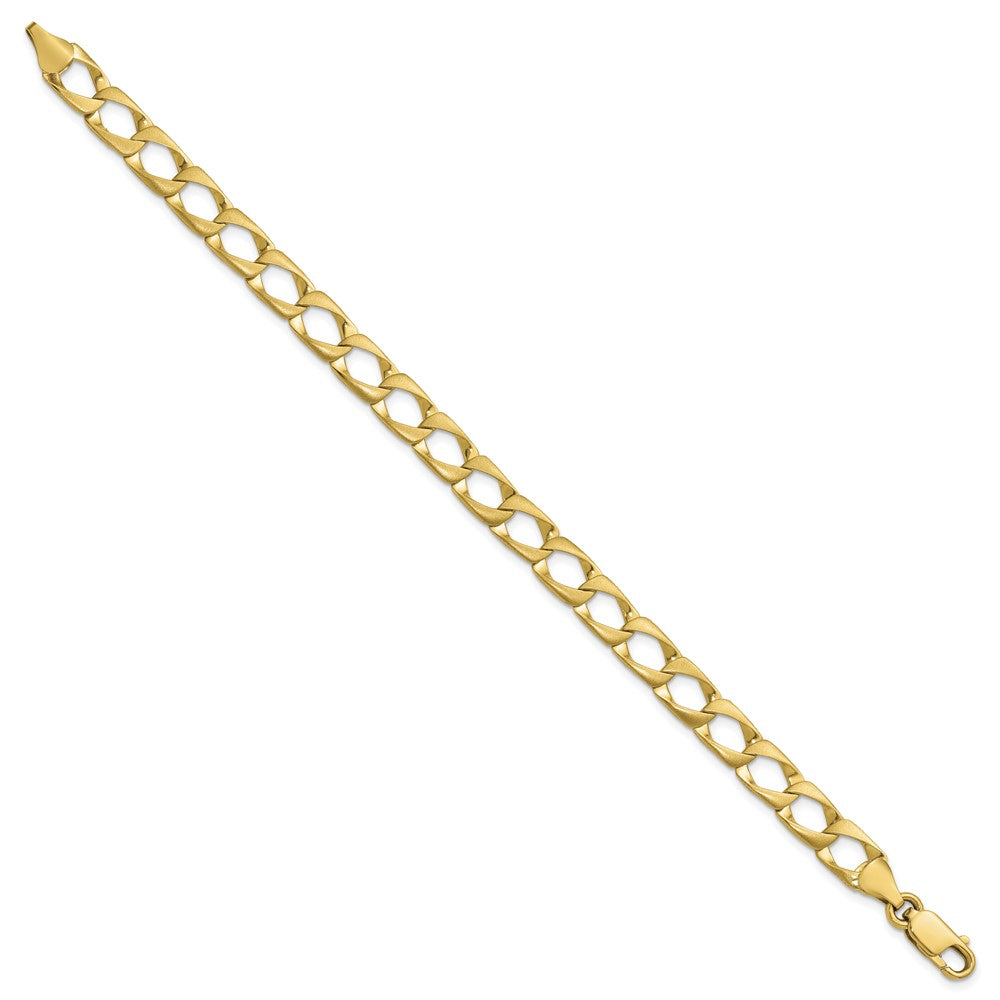 10k Satin and Diamond-cut Fancy Link Bracelet