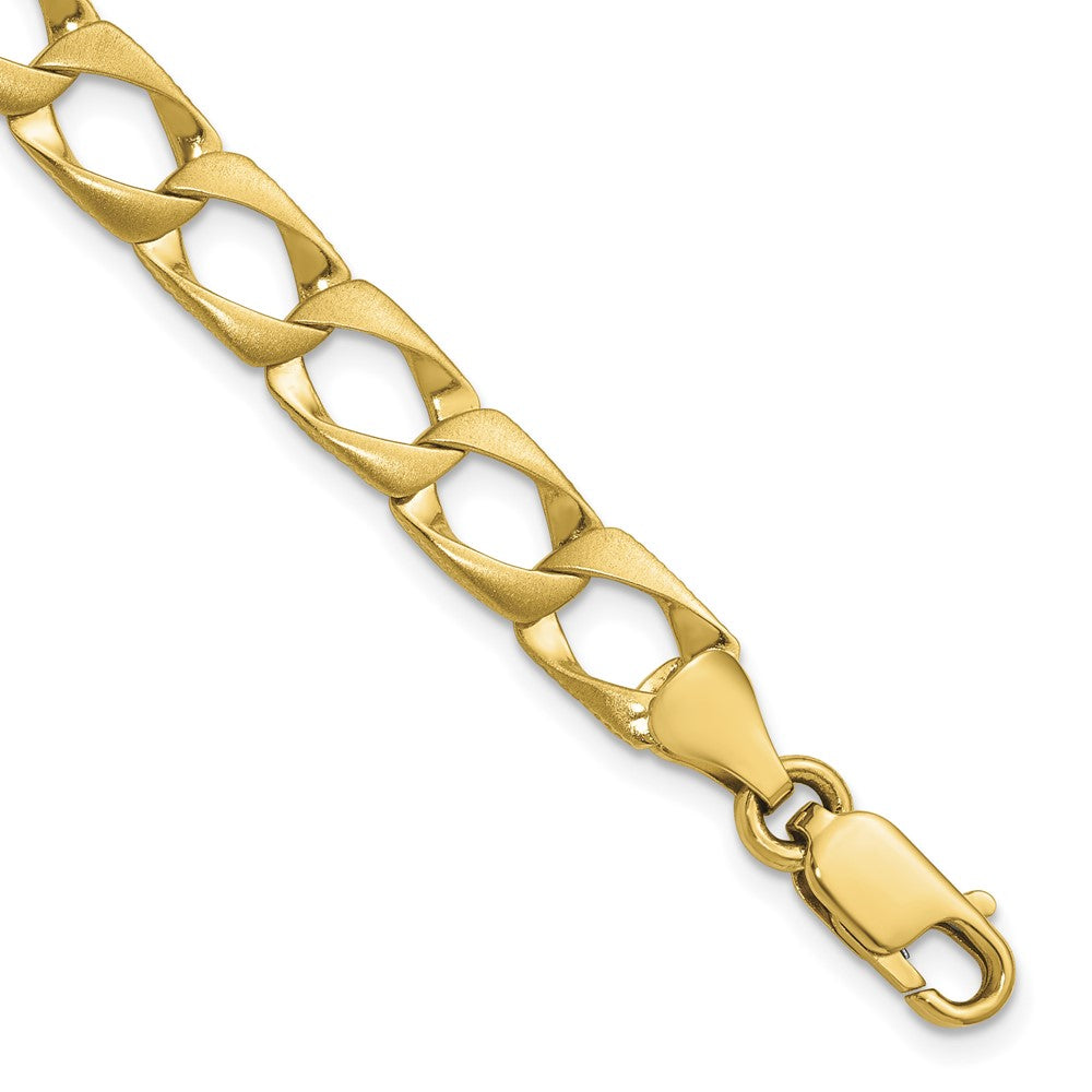 10k Satin and Diamond-cut Fancy Link Bracelet