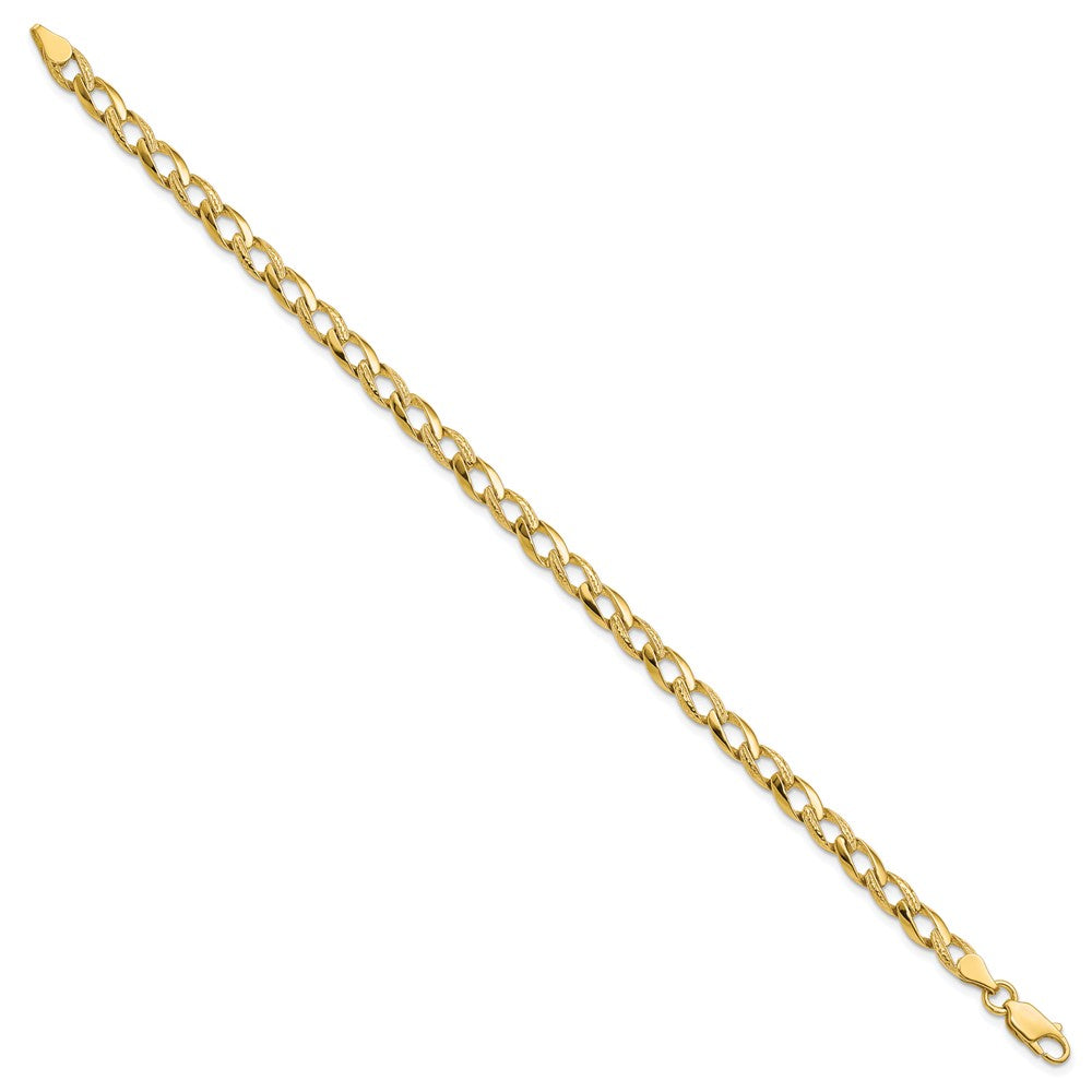 10k Fancy Polished and Textured Curb Link Bracelet