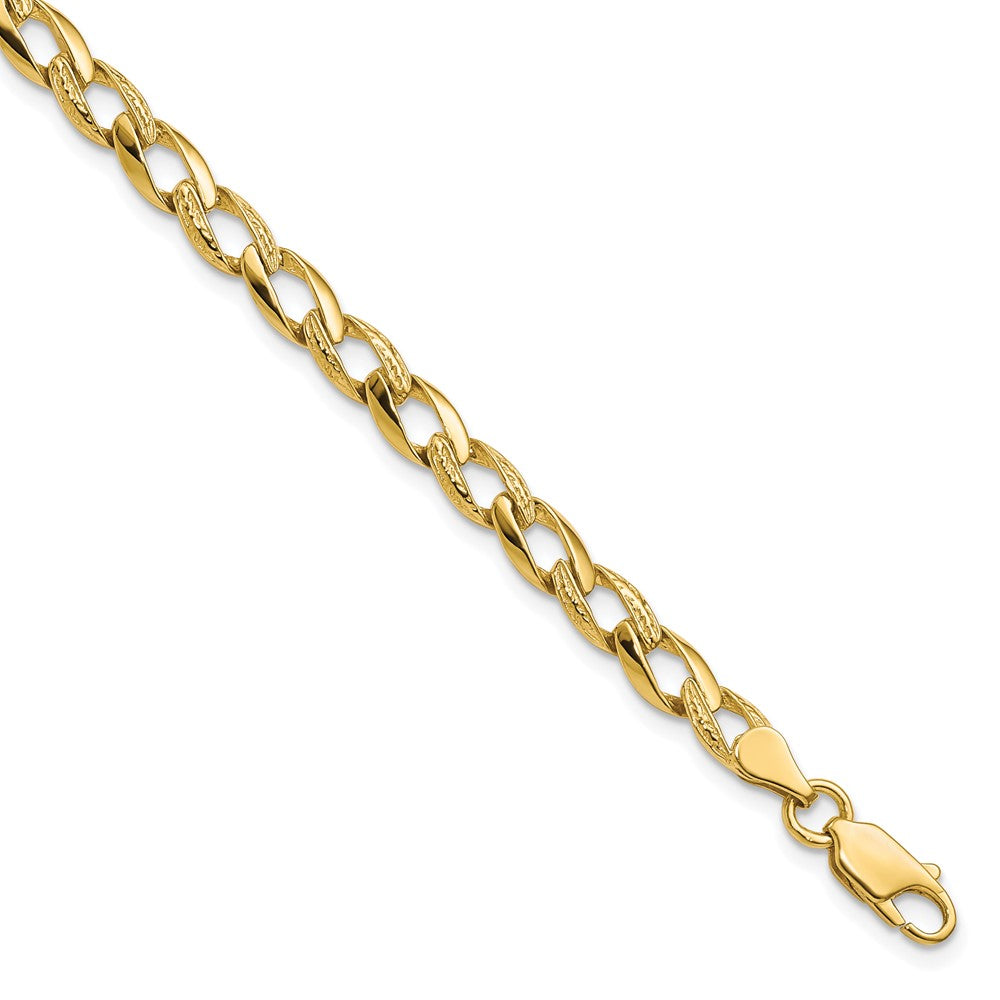 10k Fancy Polished and Textured Curb Link Bracelet
