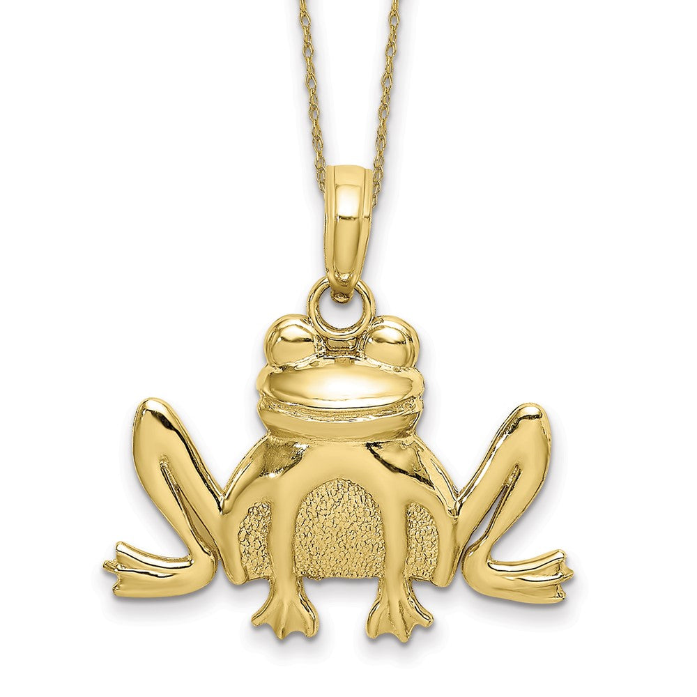 10k Textured Sitting Frog Necklace