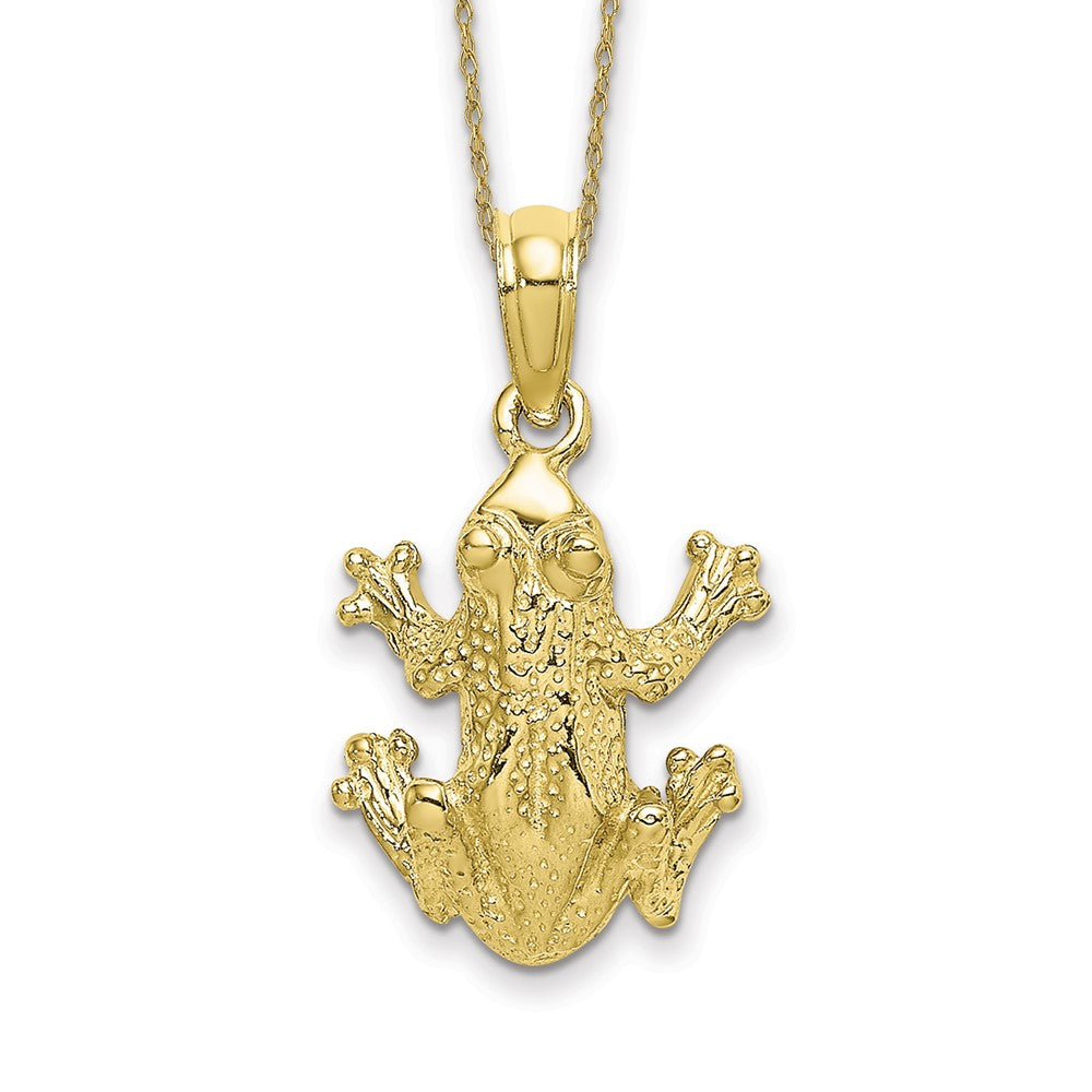 10k Textured Top View FROG Necklace