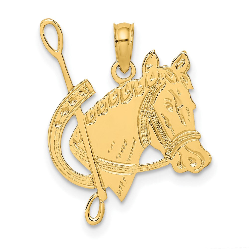 10K Textured Horse Head and Shoe Charm