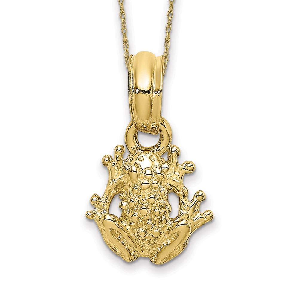 10k Textured Miniature Frog Necklace