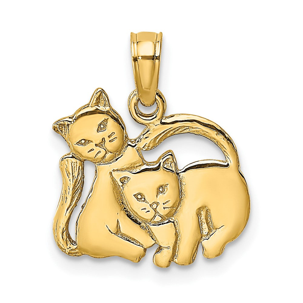 10K 3-D Polished Two Kittens Charm