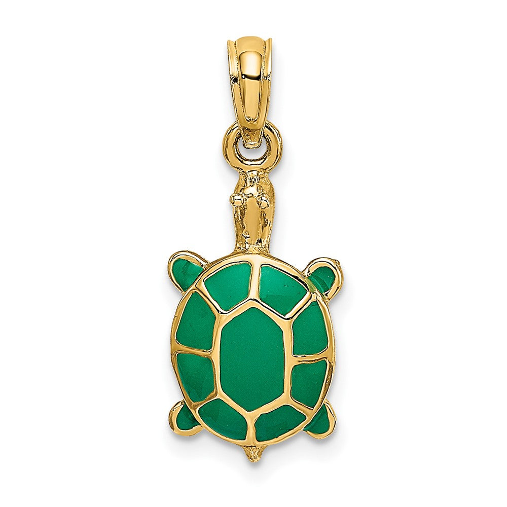 10K with Green Enamel Tortoise Charm