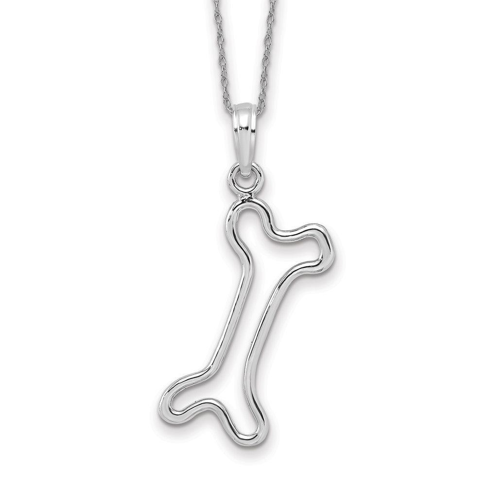 10k White Gold Cut-Out Polished Dog Bone Necklace