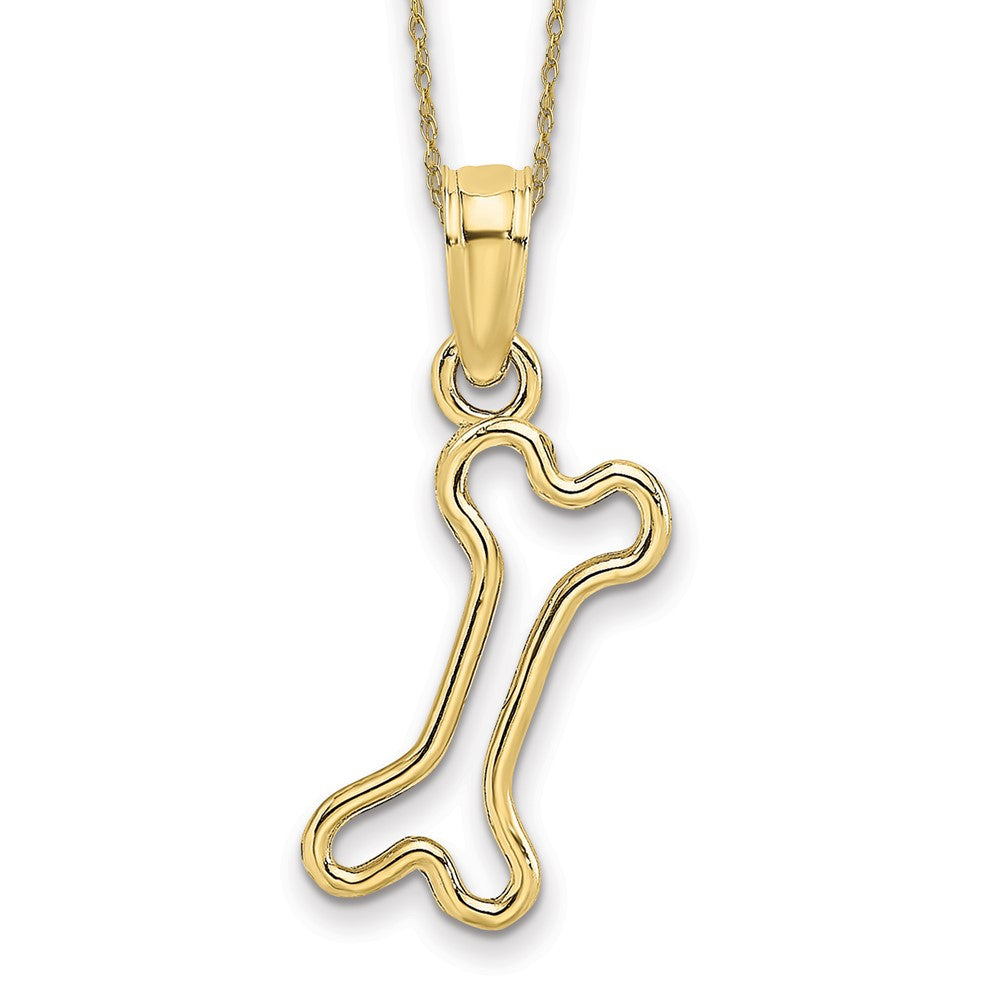 10k Cut-Out Polished Mini Dog Bone Necklace