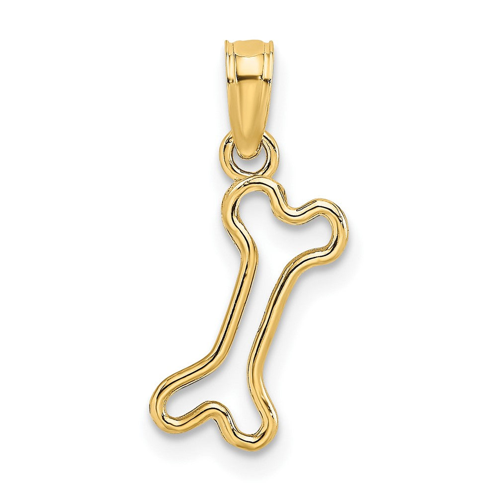 10K Cut-Out Polished Mini Dog Bone Charm