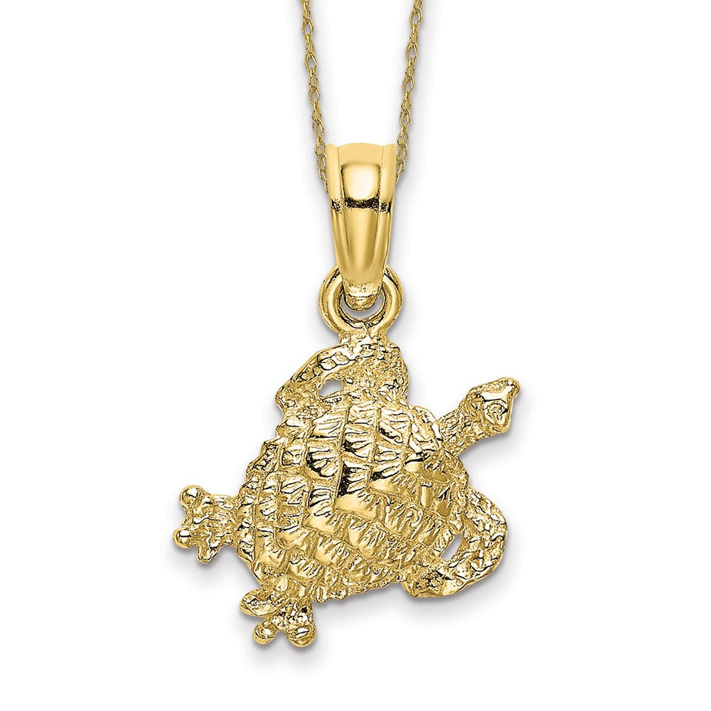 10k Textured Sea Turtle Necklace