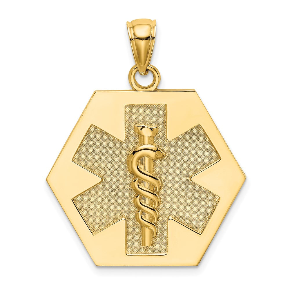10k Medical Symbol 22x Hexagon Disc Pendant