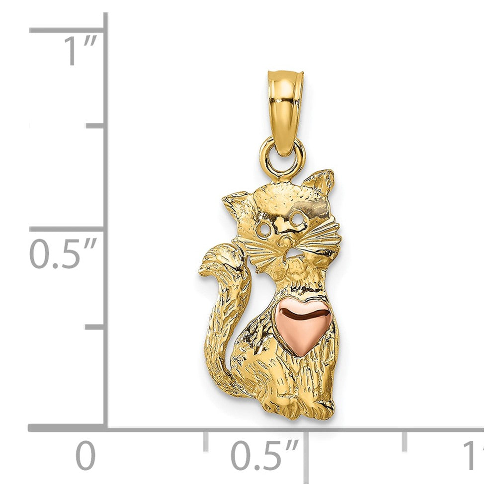 10k Two-tone Cat with Heart Necklace