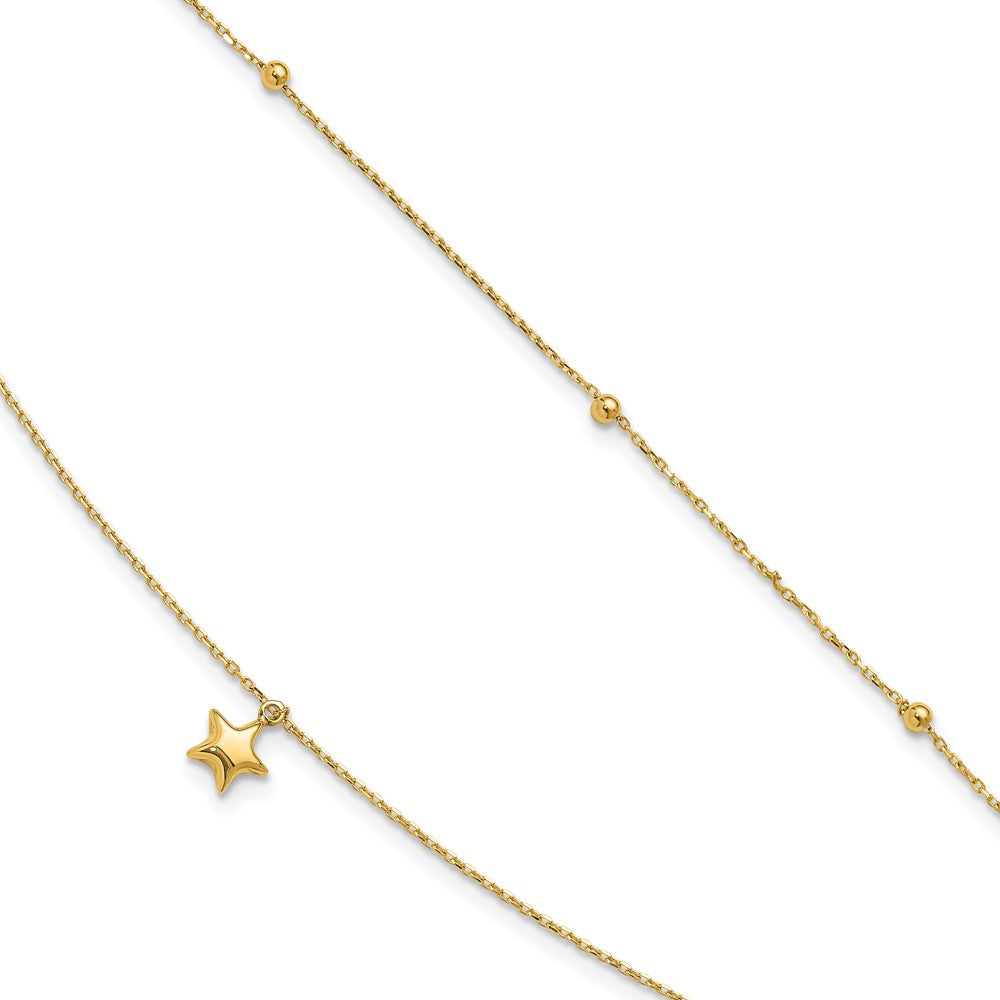 10K Polished 2-Strand Star Plus ext. Anklet