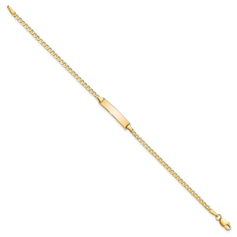 10k Polished Solid Chain/Solid Plate Flat Curb Link 22x Plate ID Bracelet