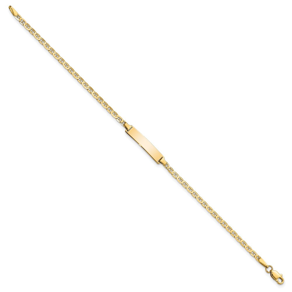 10k Polished Solid Chain/Solid Plate Flat Anchor Link 22x Plate ID Bracelet