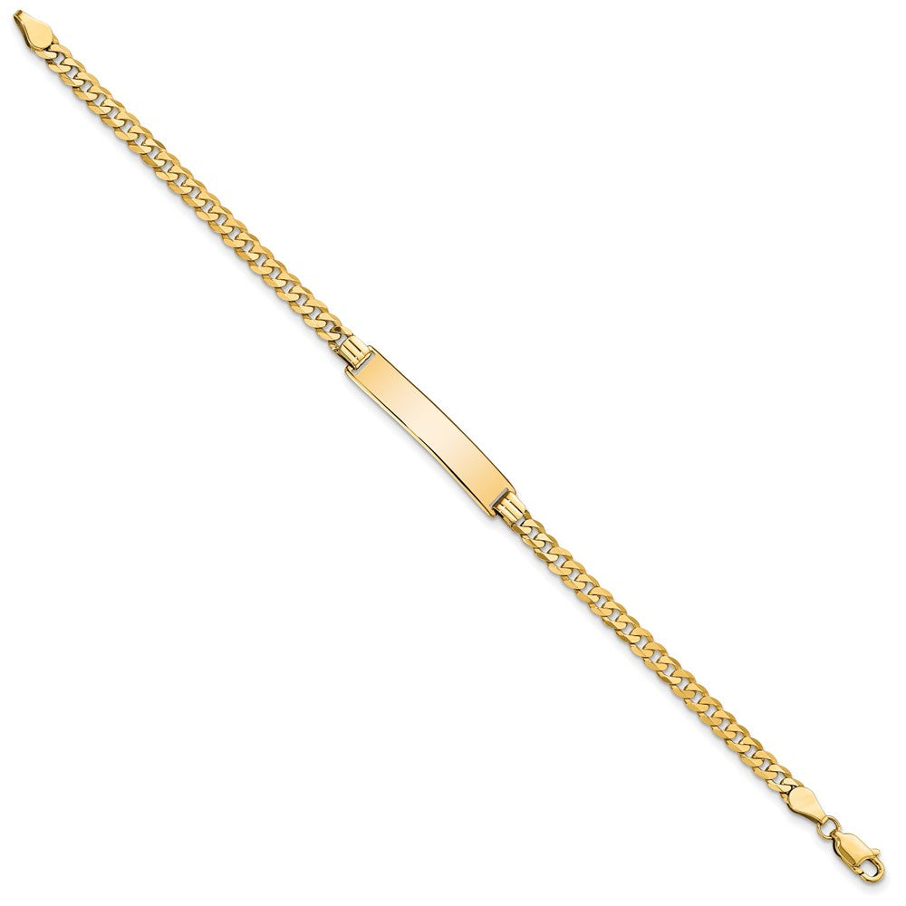 10k Polished Solid Chain/Solid Plate Flat Curb Link 27x Plate ID Bracelet