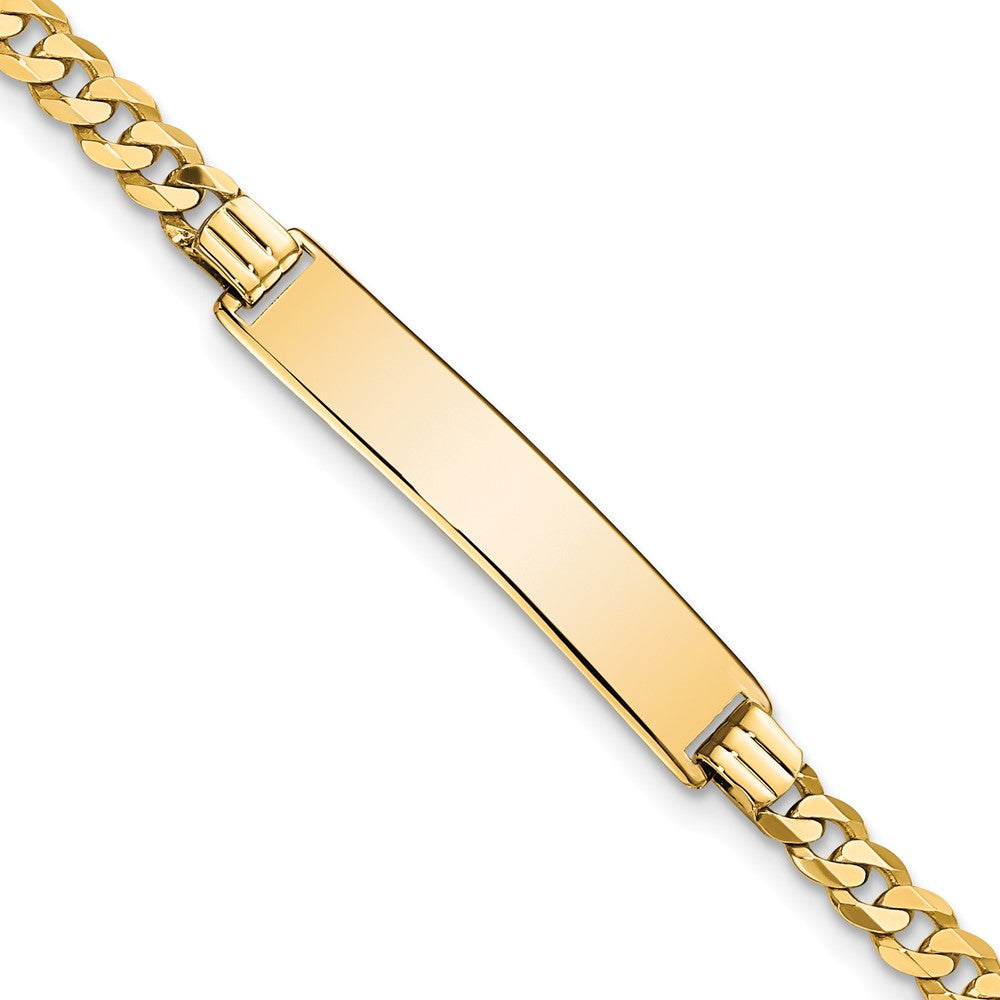 10k Polished Solid Chain/Solid Plate Flat Curb Link 27x Plate ID Bracelet