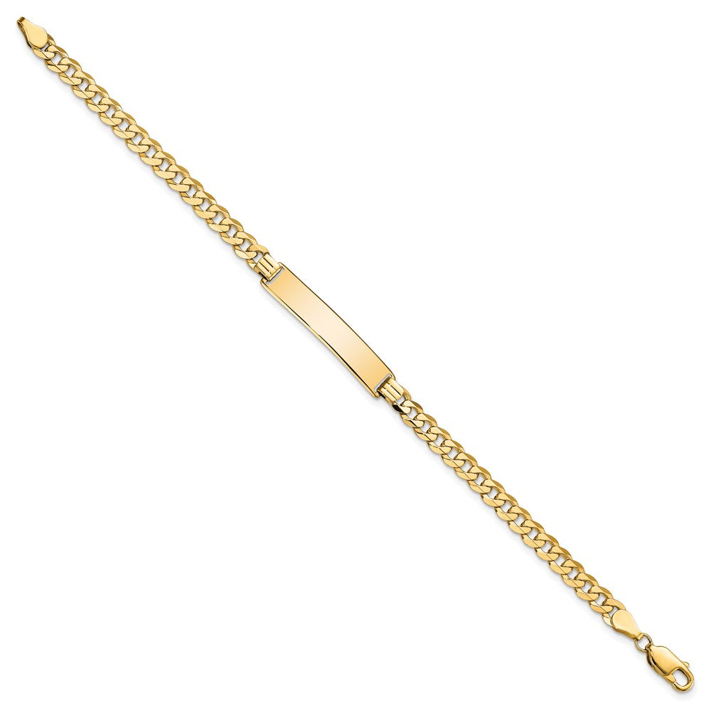 10k Polished Solid Chain/Solid Plate Flat Curb Link 32x Plate ID Bracelet