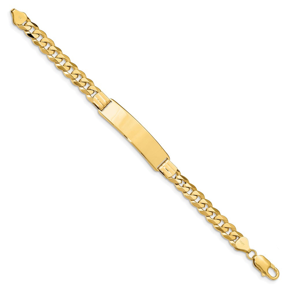10k Polished Solid Chain/Solid Plate Flat Curb Link 37x Plate ID Bracelet