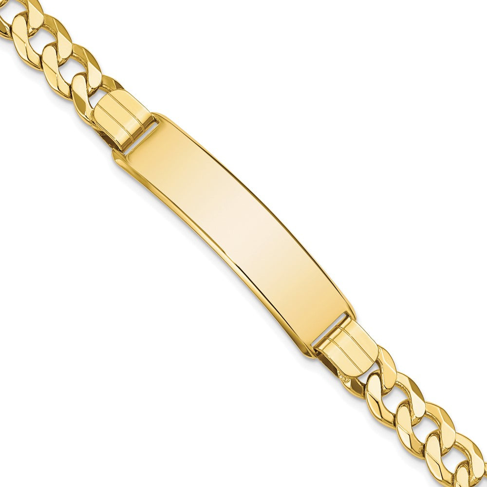 10k Polished Solid Chain/Solid Plate Flat Curb Link 37x Plate ID Bracelet