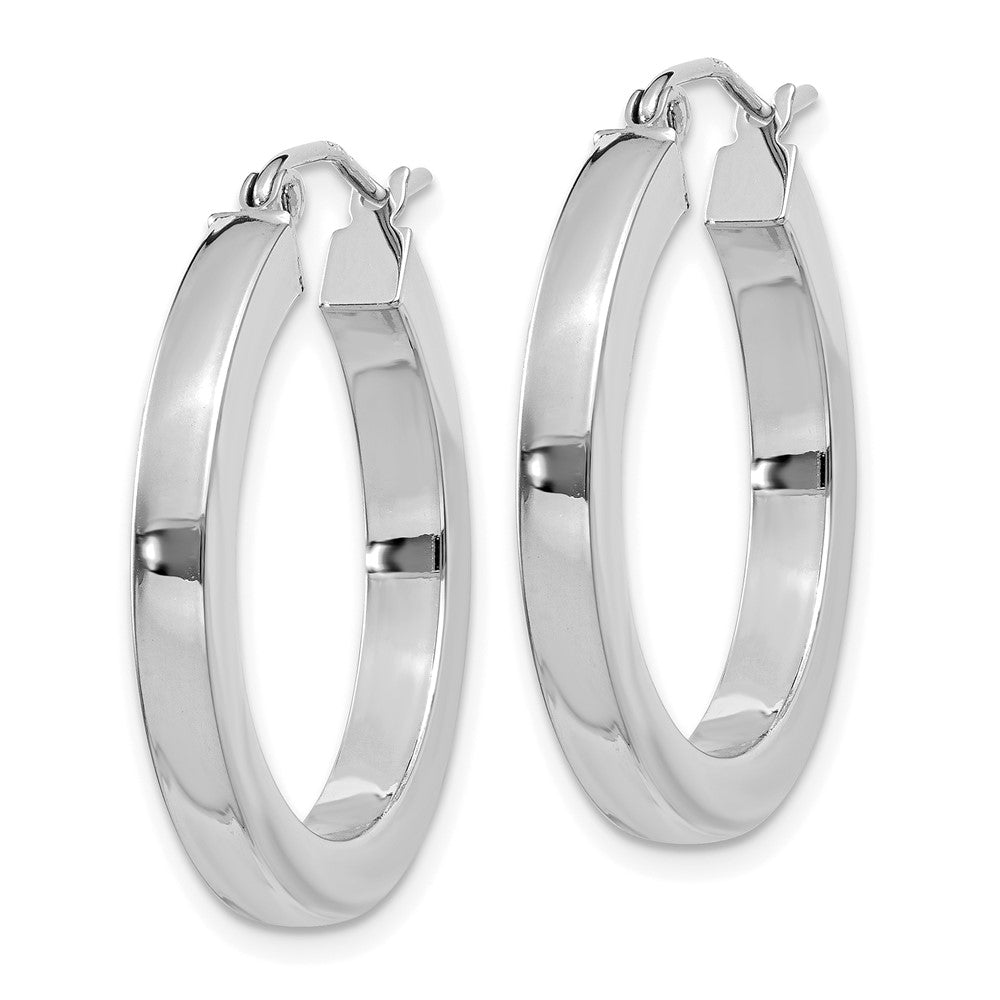 10k White Gold Polished Square Tube Hoop Earrings