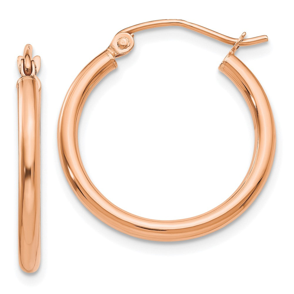 10K Rose Gold Polished Tube Hoop Earrings