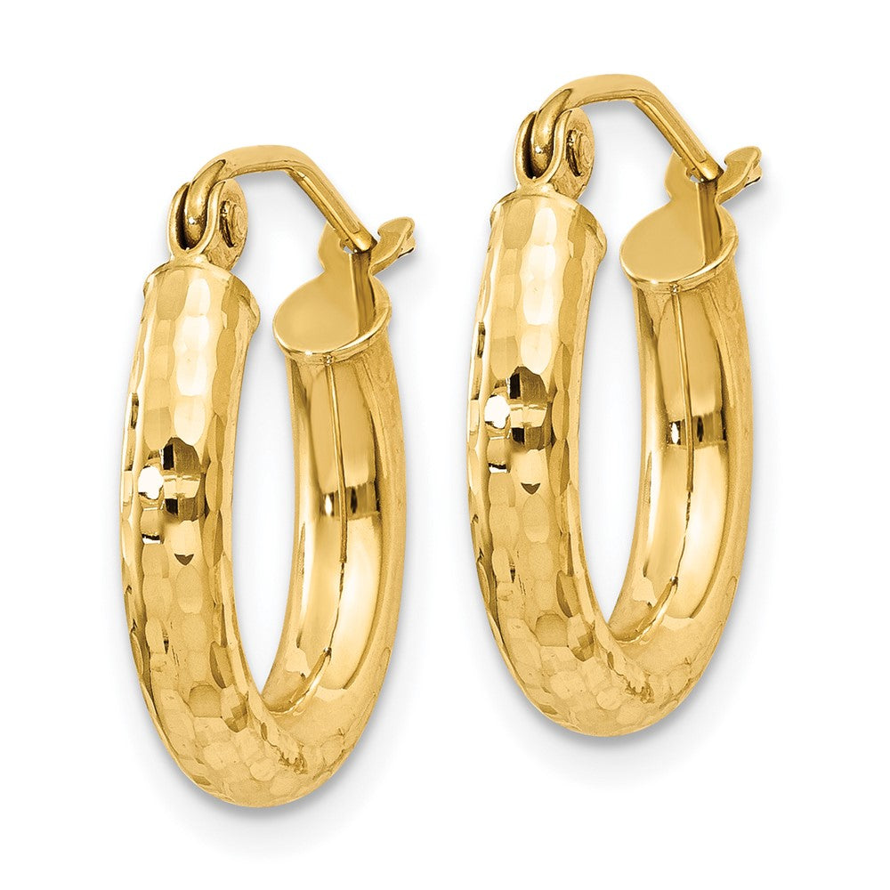 10k Diamond-cut Round Hoop Earrings