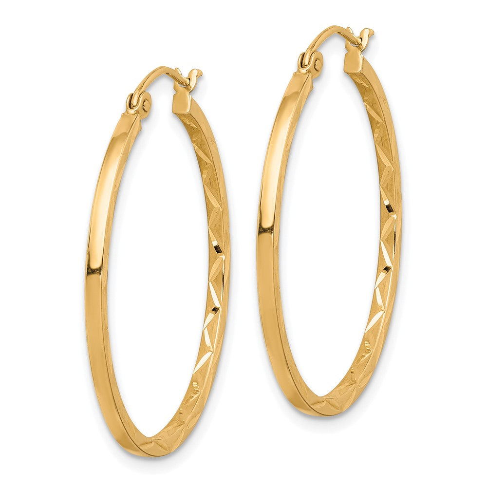 10K 1.5x Diamond Cut Hoop Earrings