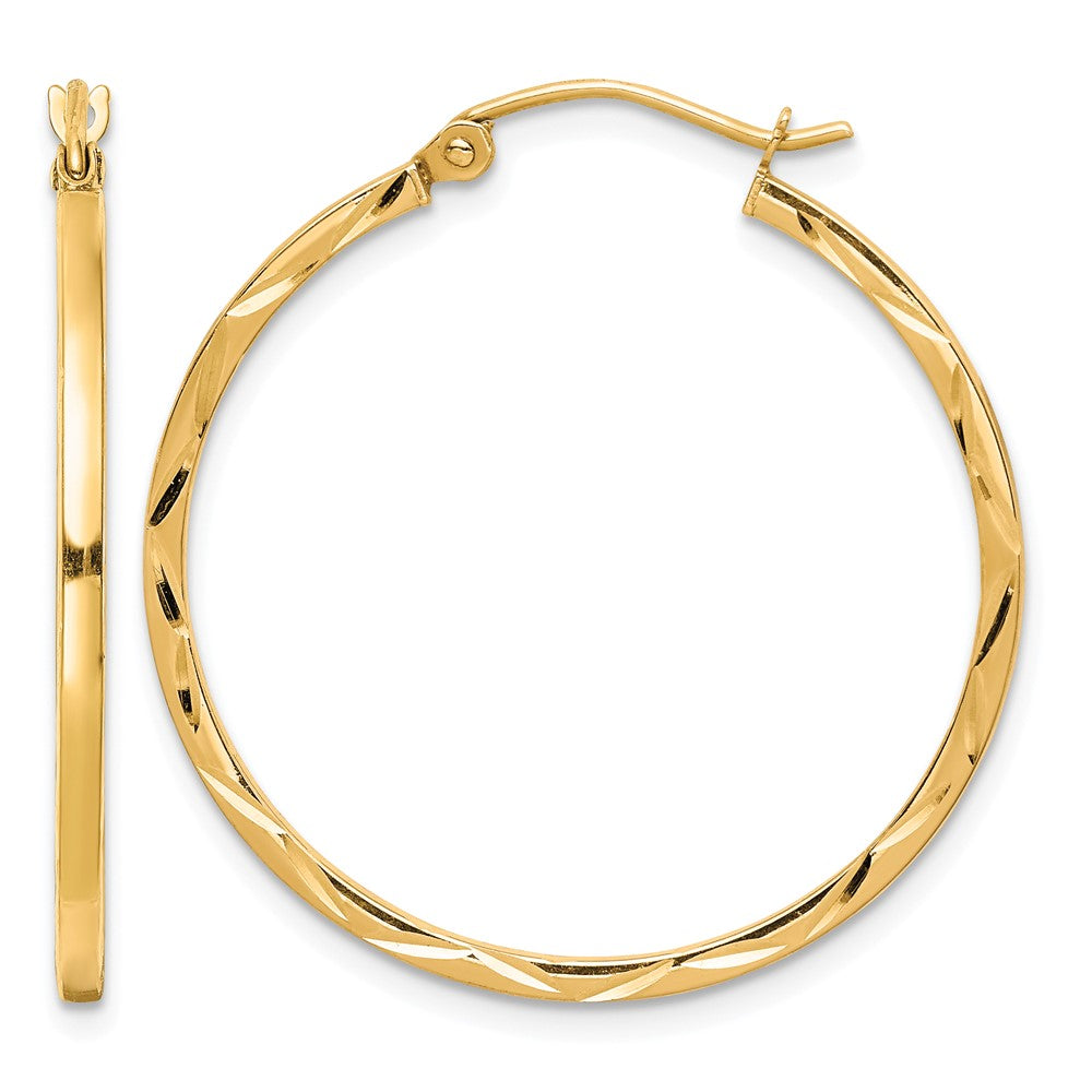 10K 1.5x Diamond Cut Hoop Earrings