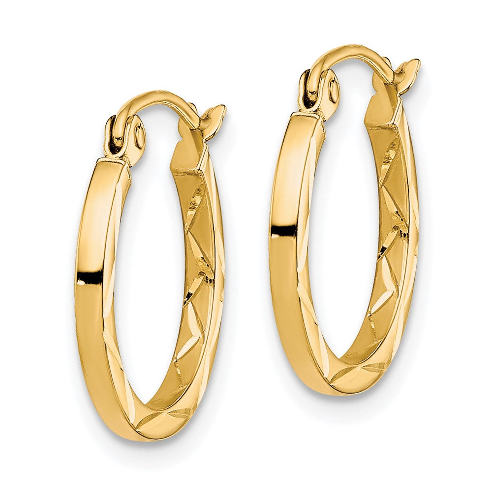 10K 1.5x Diamond Cut Hoop Earrings