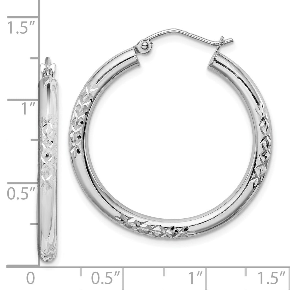 10K White Gold Cut Hoop Earrings