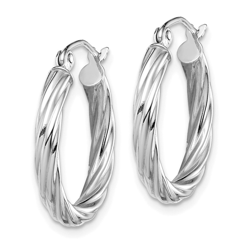 10k White Gold Polished Twisted Hoop Earrings