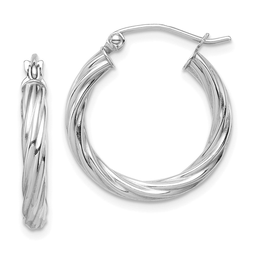 10k White Gold Polished Twisted Hoop Earrings