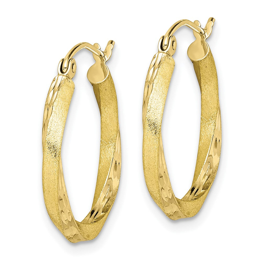 10k & Rhodium Diamond-cut Twisted Hoop Earrings