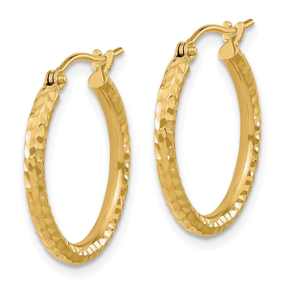 10k Diamond-cut Round Tube Hoop Earrings