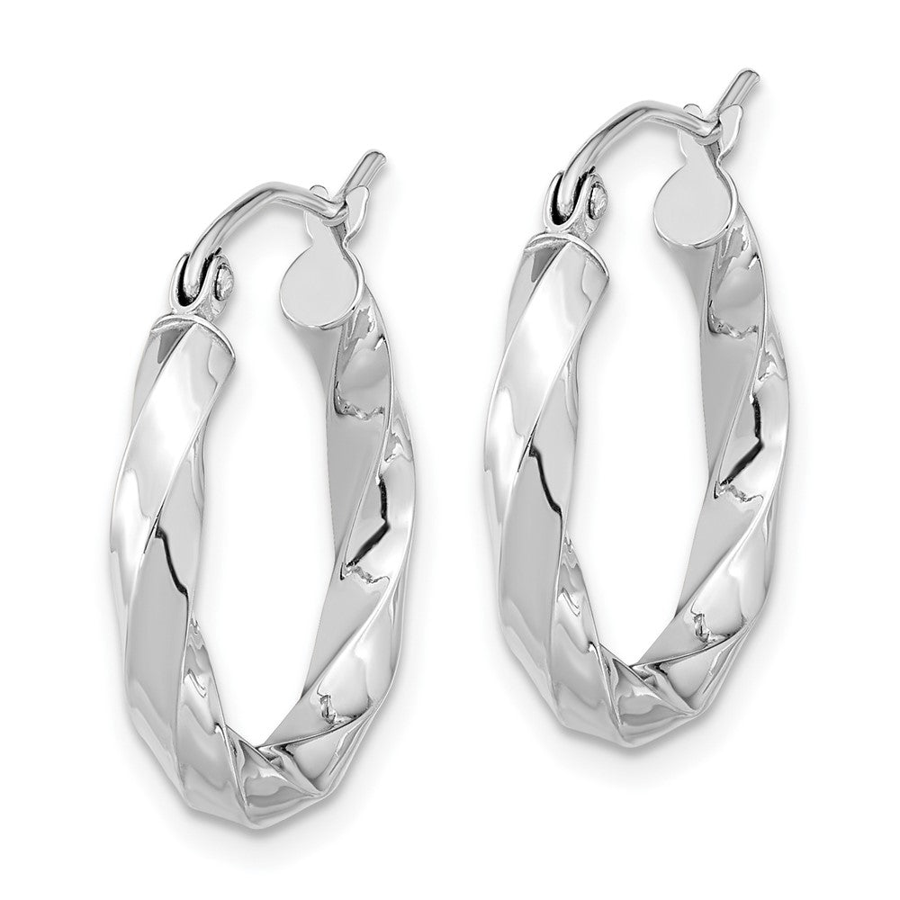 10k White Gold Twisted Hoop Earrings