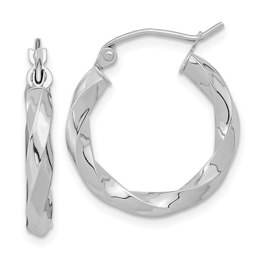 10k White Gold Twisted Hoop Earrings